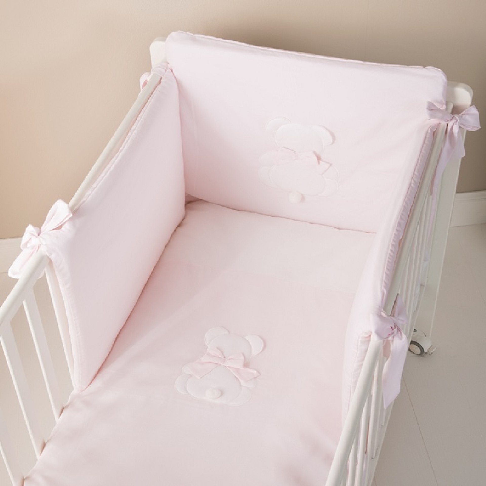 Fiocco Bed Duvet Set In Pink - 4 Pieces