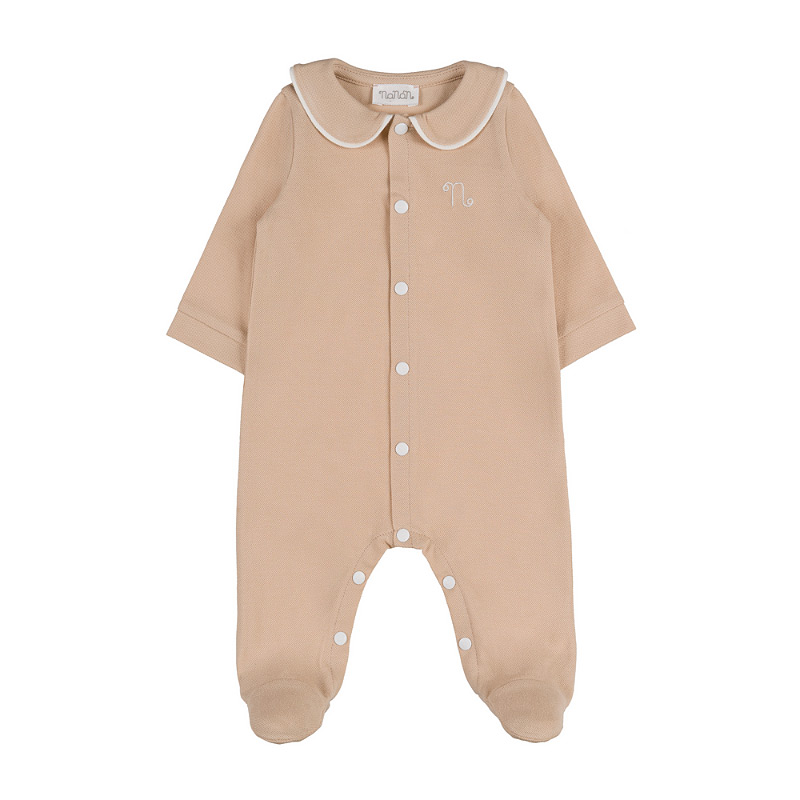 Beige piquet front-opening babygr