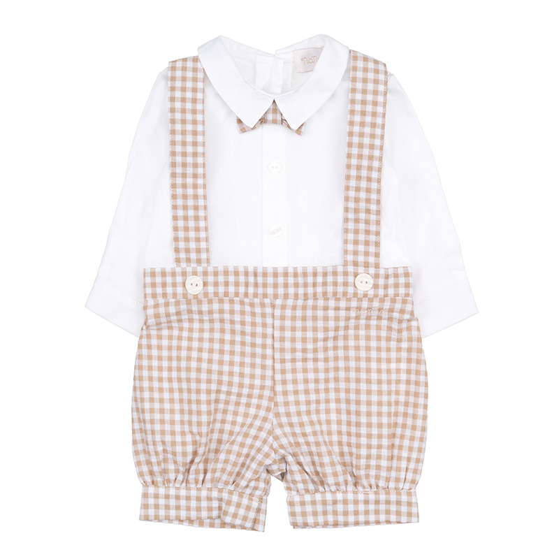Romper With Overalls And Bow Tie
