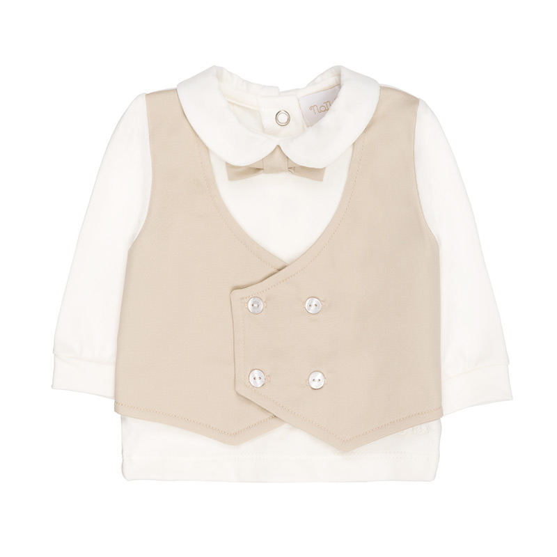 Two Pieces Babygro With Vest And Bow Tie