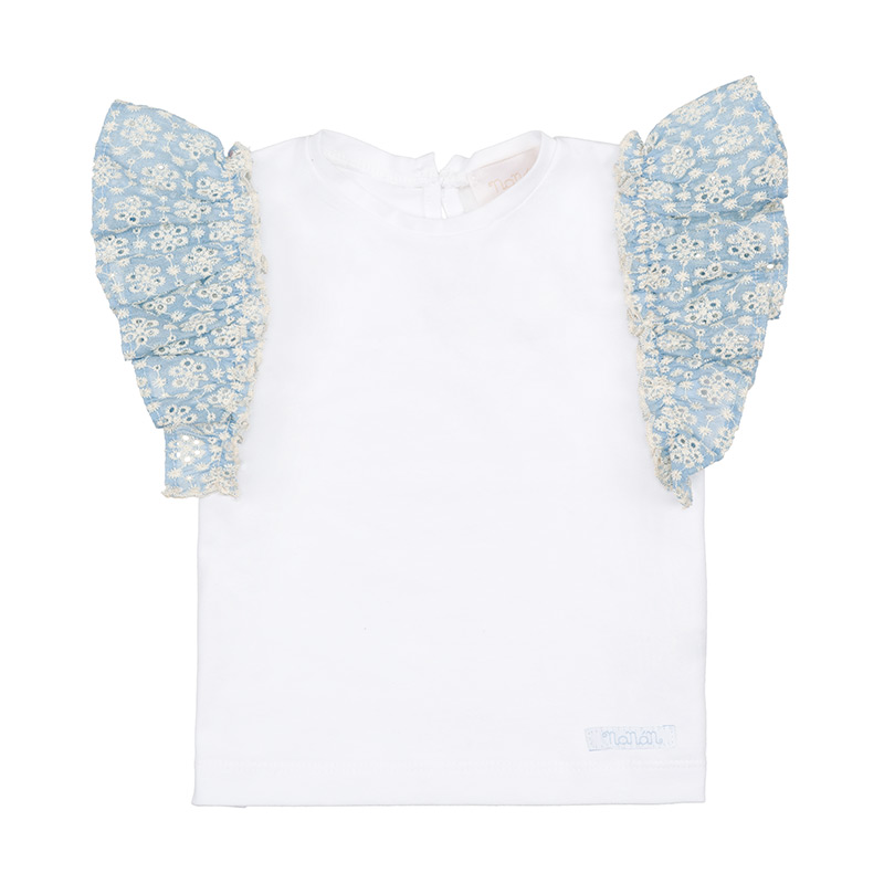 T-Shirt With Sangallo Frills