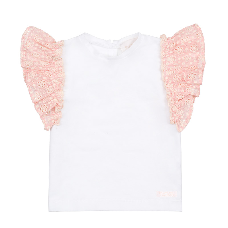 T-Shirt With Sangallo Frills