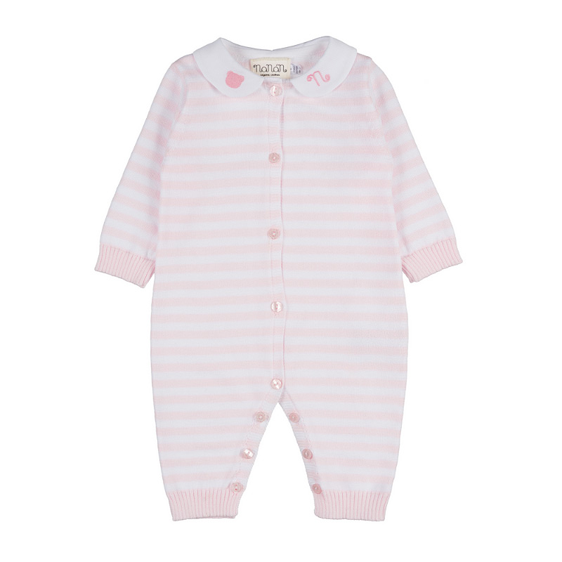 Pink striped babygro front opening