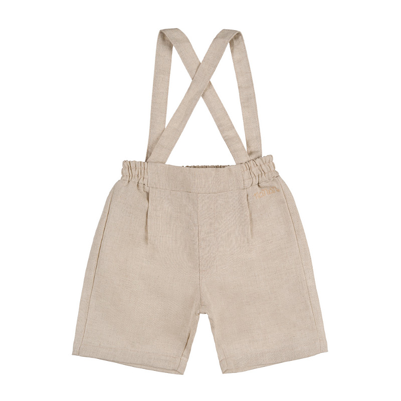 Beige shorts with suspenders