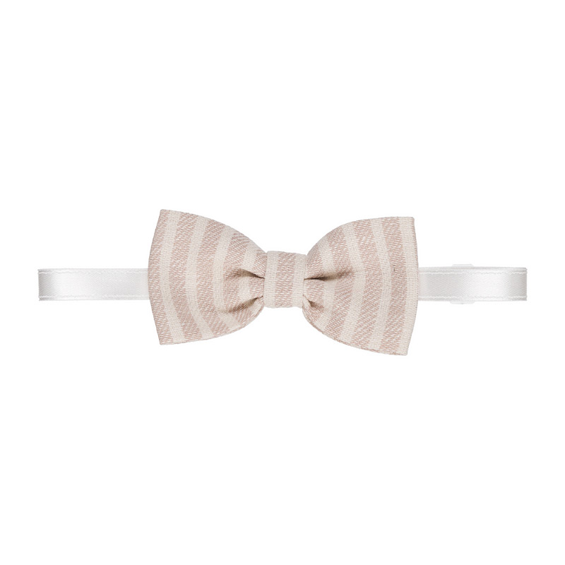 Beige striped bow tie