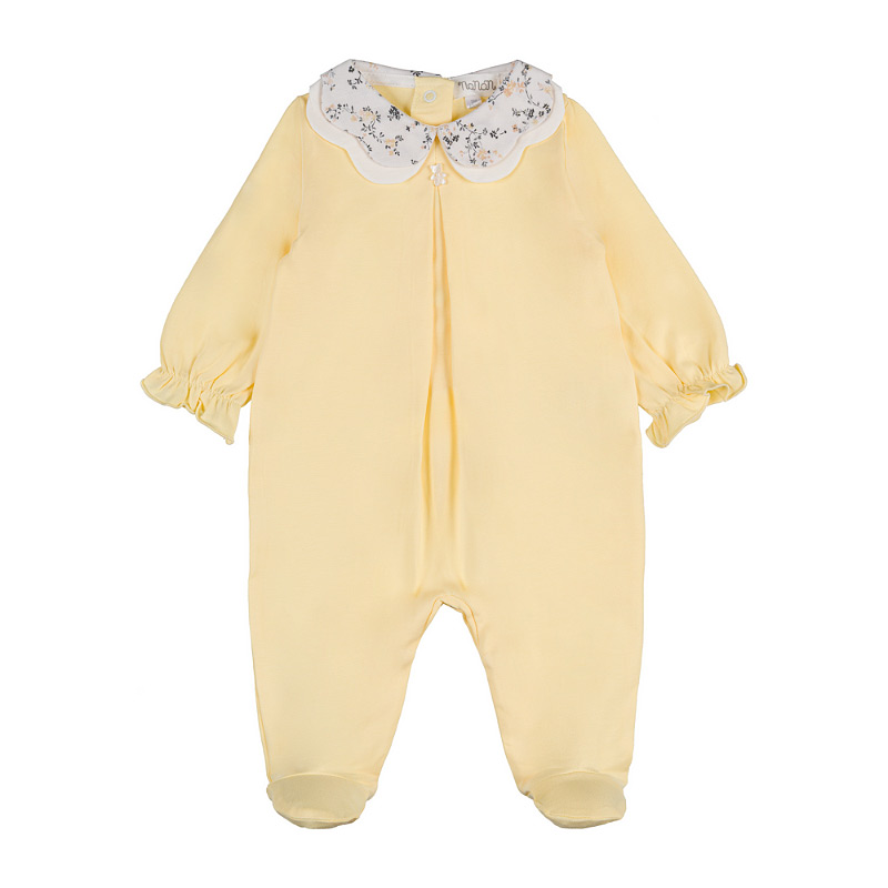 Yellow babygro with collar