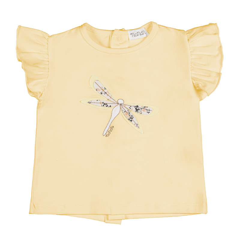 Yellow T-shirt with dragonfly