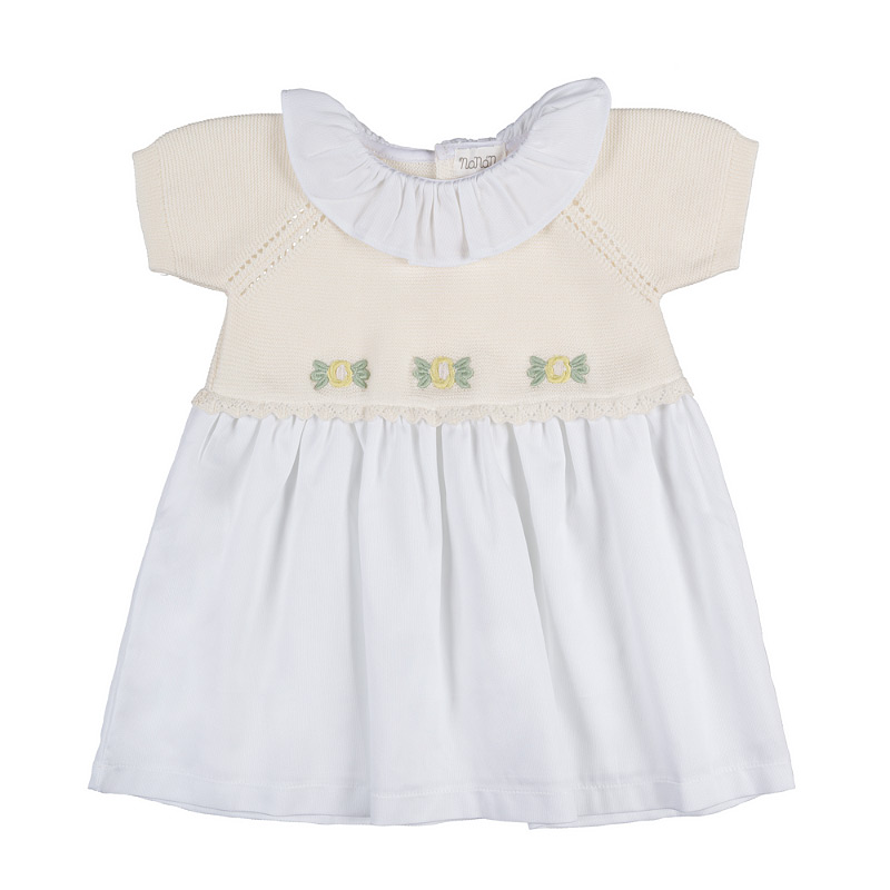 Off-white dress with bib