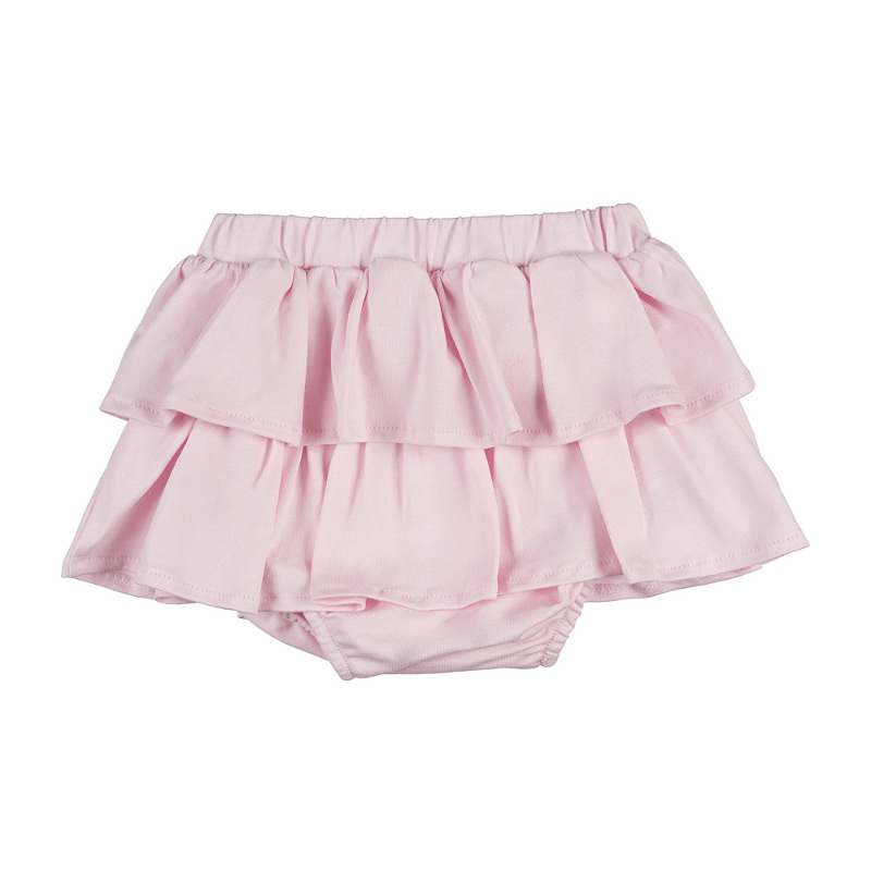 Pink culotte skirt with ruffles