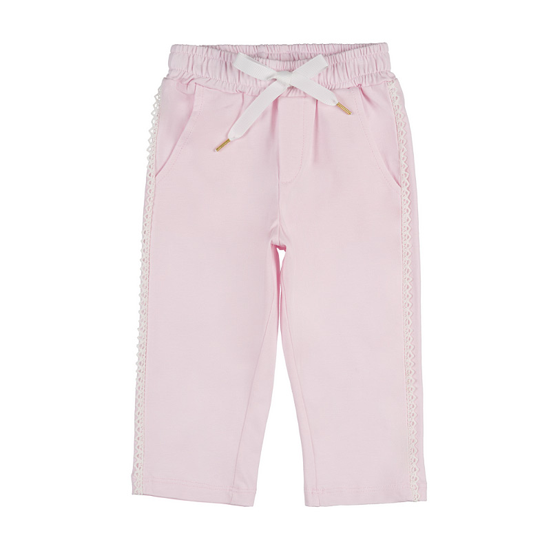 Pink trousers with trimmings