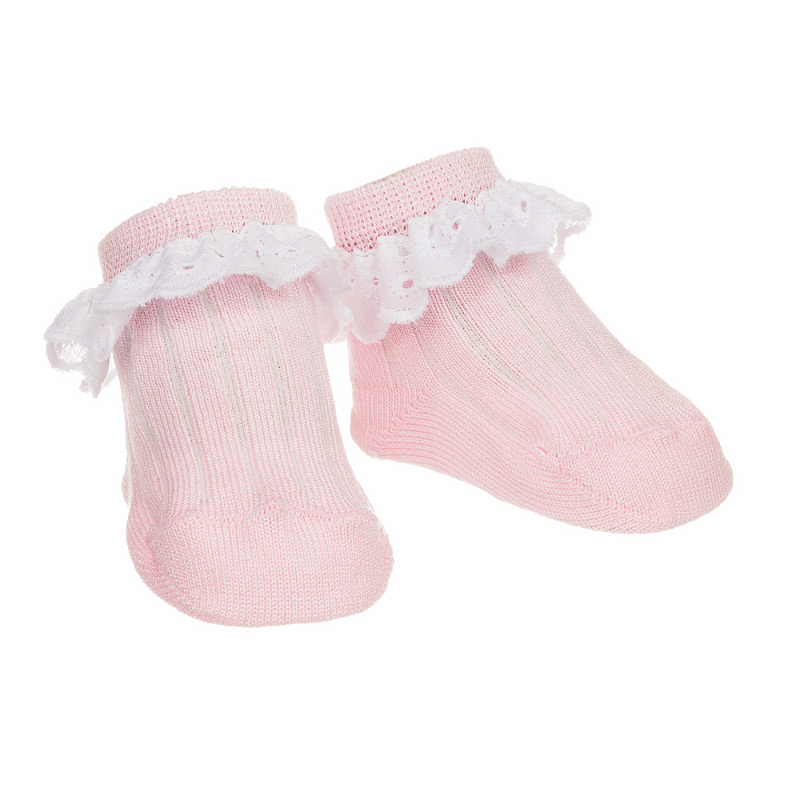 Pink sock with Sangallo lace fringe