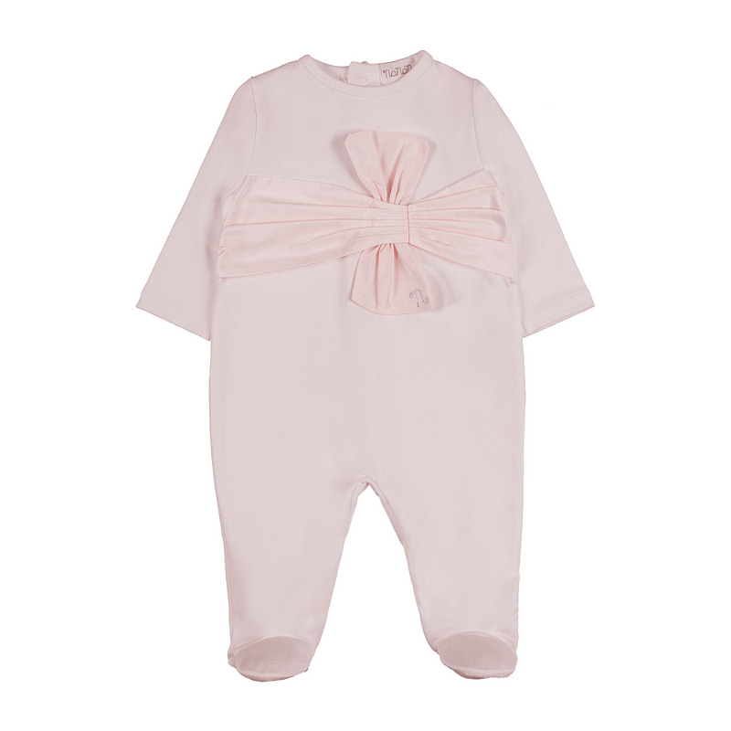 Pink babygro with bow on the front