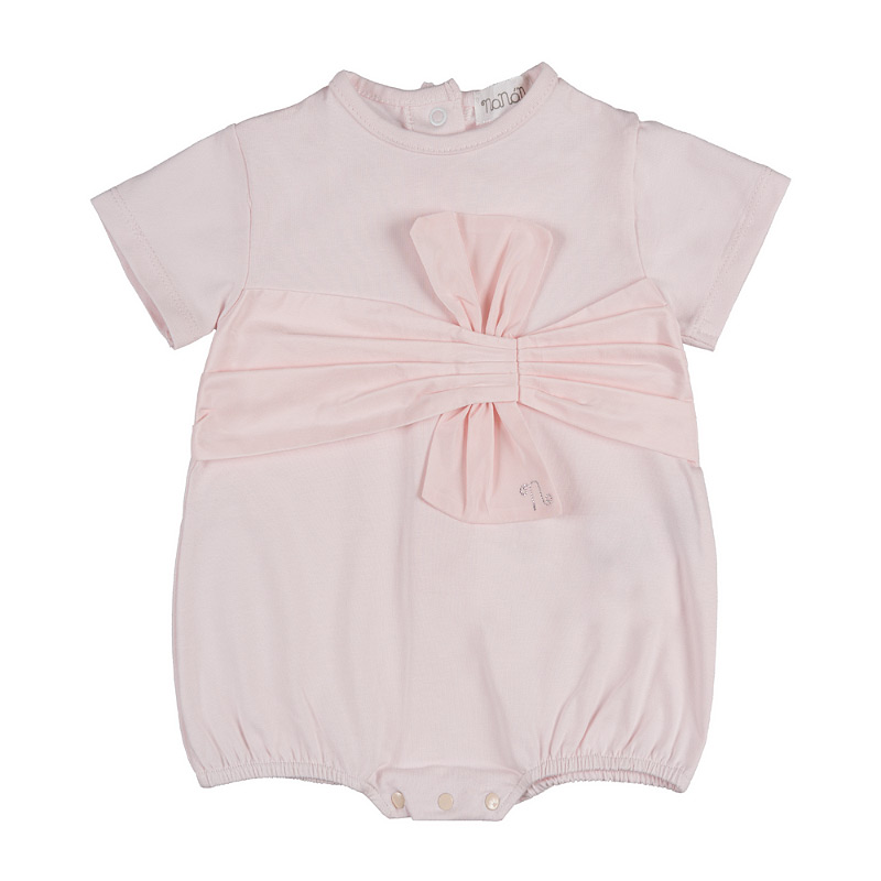 Pink romper with bow on the front
