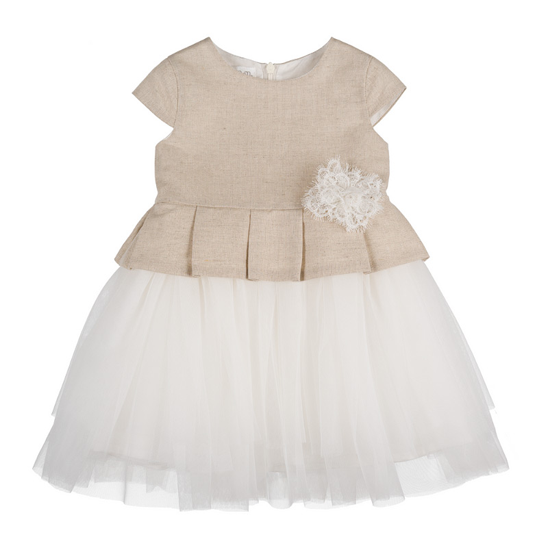 Beige linen dress with bodice