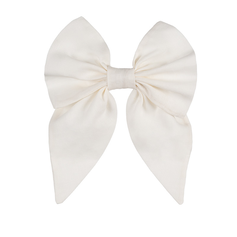 Off-white linen hair clip with bow