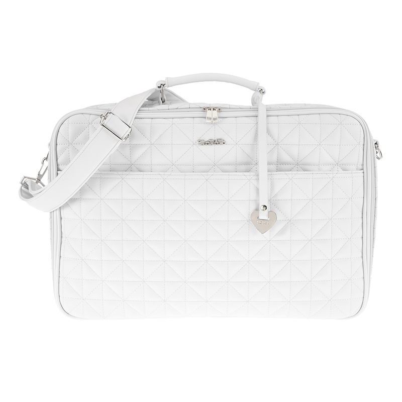 White Quilted Mom Bag In Eco Leather
