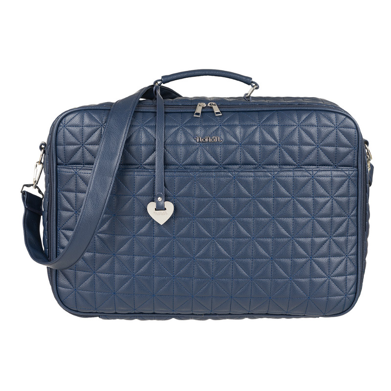 Blue Quilted Mom Bag In Eco Leather