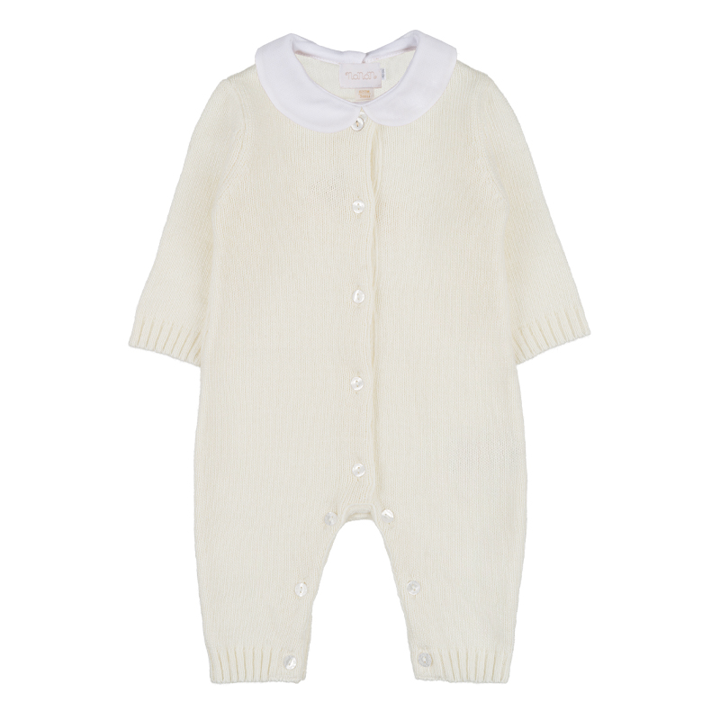 Front Opening Yarn Babygro With Teddy Bear