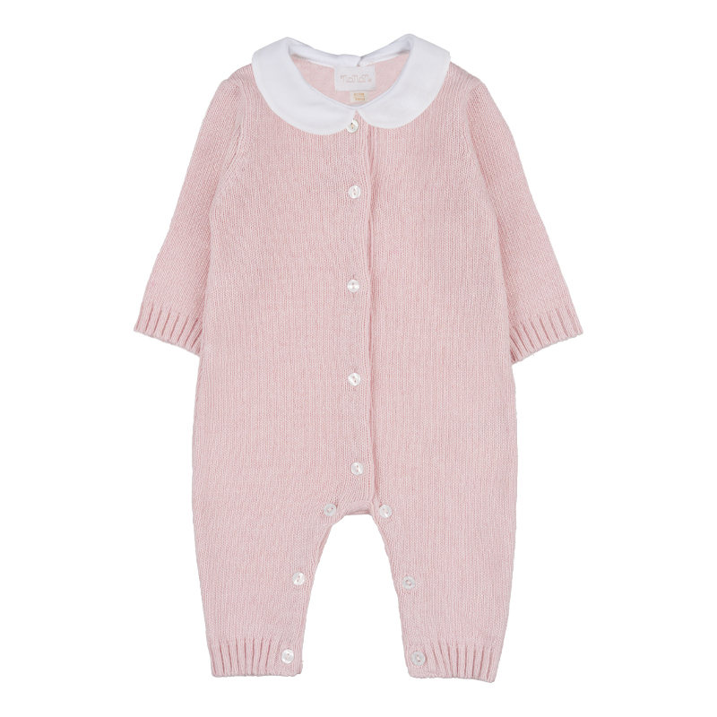 Front Opening Yarn Babygro With Teddy Bear