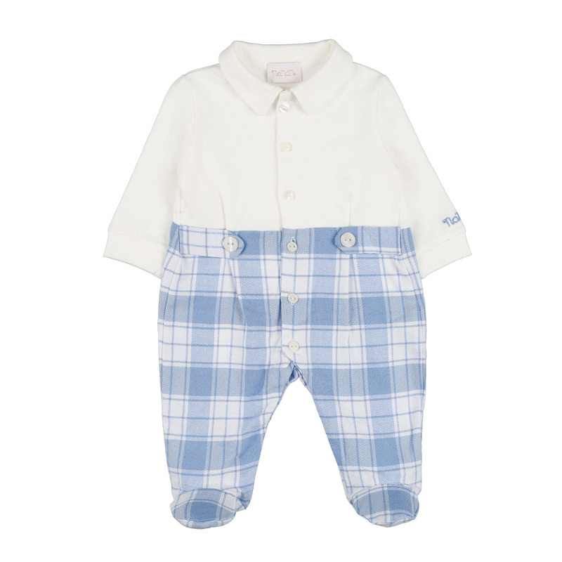 Open Front Babygro With Tartan Trousers