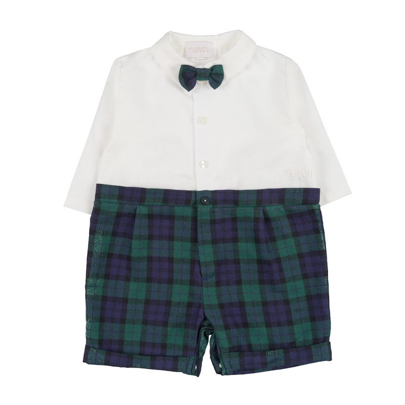 Romper With Tartan Bow-Tie