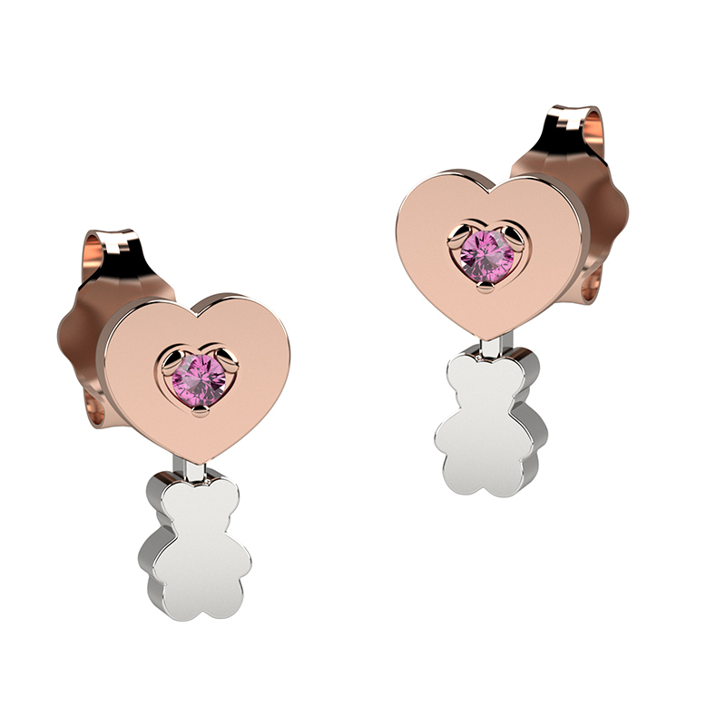 Stud Heart Bear Earrings