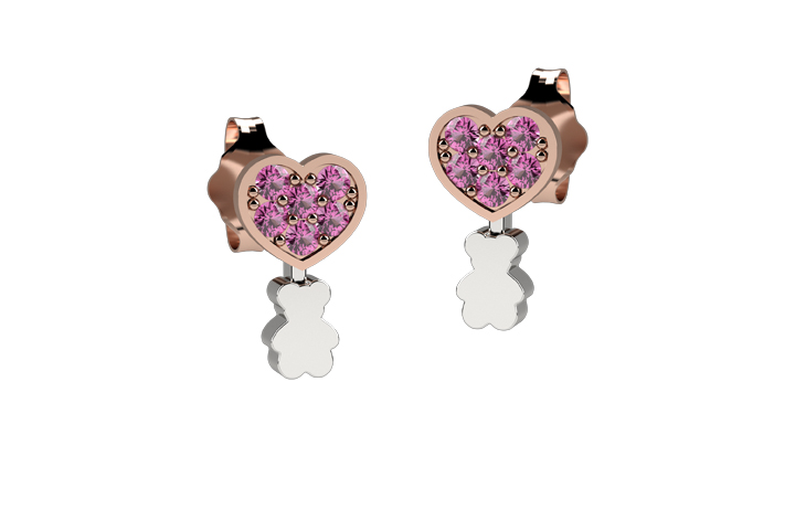 Stud Heart Bear Earrings