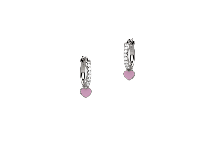 Hoop Heart Zircons Earrings