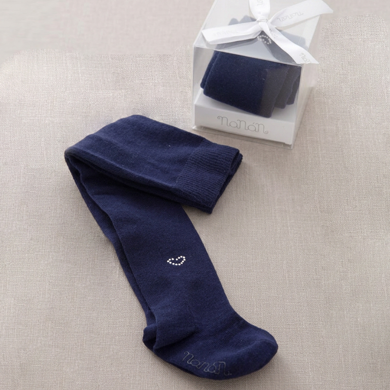 Tights Girl Blue Wool With Little Strass Heart